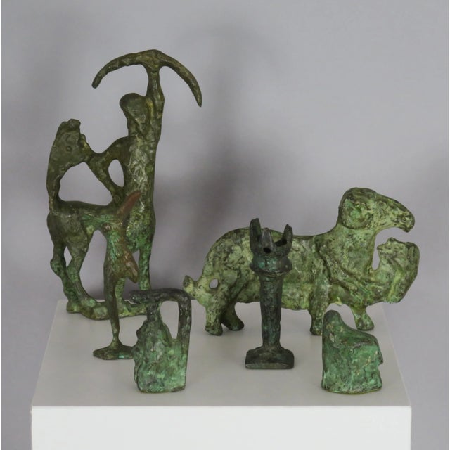 Mediterranean 1930s Set of Six Italian Verdigris Bronze Hellenistic Sculptures For Sale - Image 3 of 5