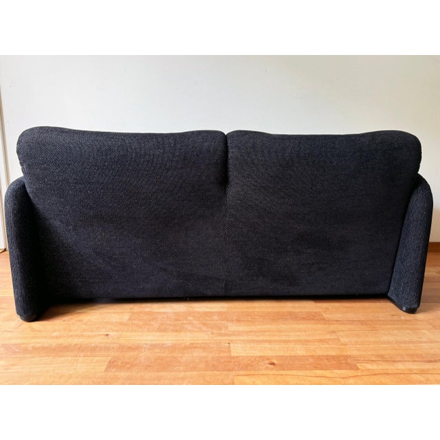 Vico Magistretti Black 2-Seater Loveseat Maralunga Sofa Cassina, Italy, 80s For Sale - Image 12 of 16