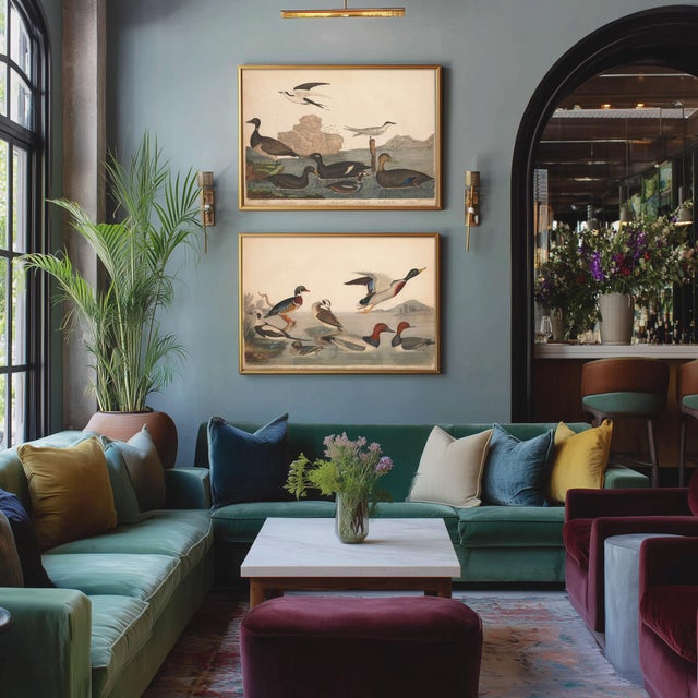 Vintage Bird Duck Print Set of 2 - 30" X 24" For Sale - Image 4 of 8