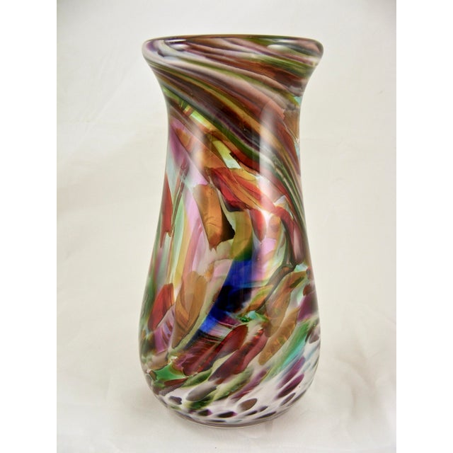 1990s Vintage Hand Blown MultiColored Confetti Art Glass Vase Chairish