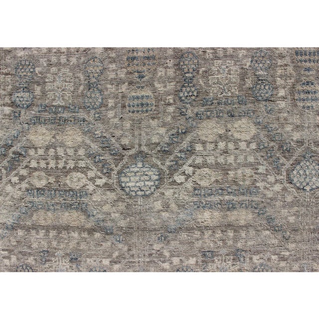 Fine Weave Distressed Tabriz Design Rug in Gray, Blue 9'11" X 13'9" For Sale - Image 9 of 12