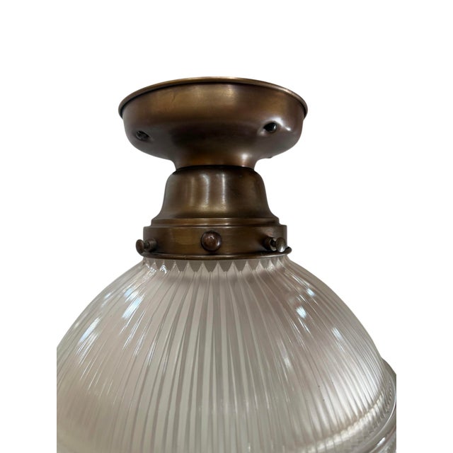 Mid 20th Century Rare Holophane Flushmount Light Fixture For Sale In Los Angeles - Image 6 of 11