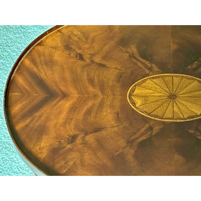 1970s Vintage Council Craftsmen Furniture Drinks Table With Inlaid Fan Motif For Sale - Image 5 of 10