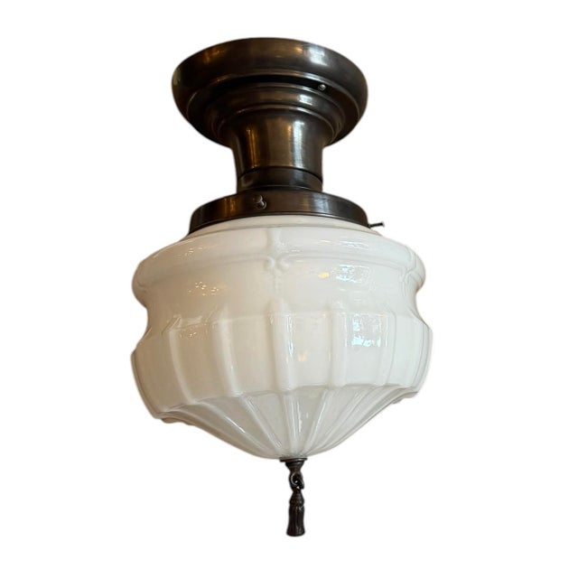 Art Deco Edwardian Flushmount Light Fixtures With Finials - Pair For Sale - Image 3 of 7