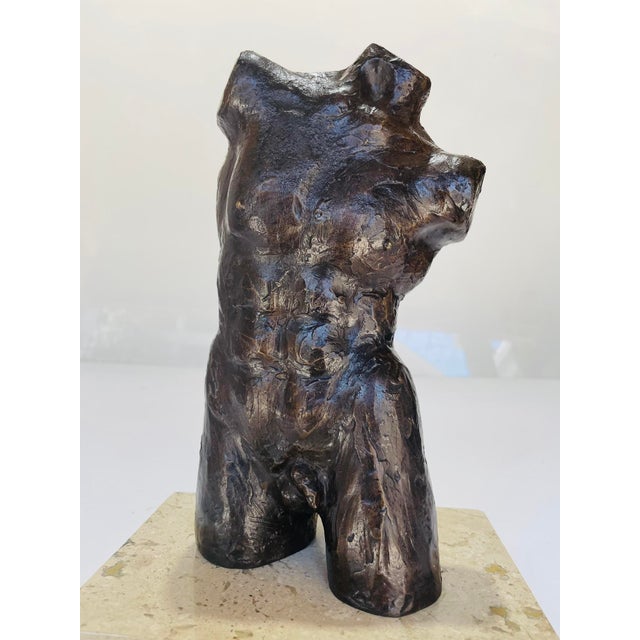 1970s Victor Salmones Bronze Male Torso Sculpture Artist Proof, Figurative Mexican Art For Sale - Image 12 of 18