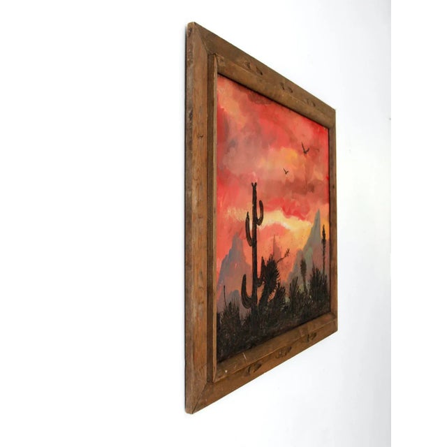 Wood Vintage Southwestern Landscape Painting For Sale - Image 7 of 10