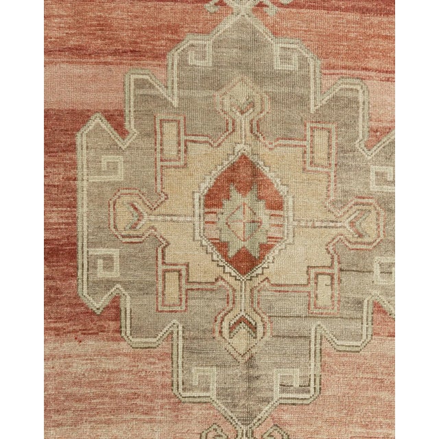 Vintage Circa 1940 Turkish Oushak Hand Knotted Wool Runner, Terracotta, 5'1 X 11'9 For Sale In New York - Image 6 of 12