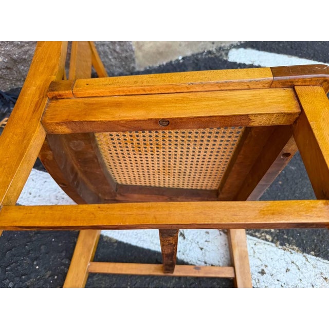 Vintage Rustic Country Colonial Oak Wood Cane Rocking Chair For Sale - Image 11 of 16