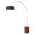 Tambo 92"h 1-Light Arc Lamp, Black Linen Shade, Dark Walnut Base, Satin Nickel, Dimmable, for Living Room or Bedroom For Sale