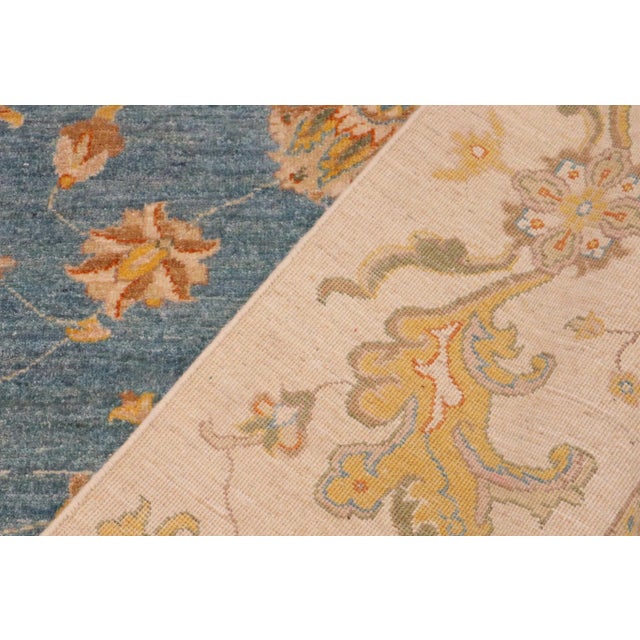 Ivory 1990s Bohemien Ziegler Blue Ivory Hand-Knotted Wool Rug - 8'11'' X 11'9'' For Sale - Image 8 of 8