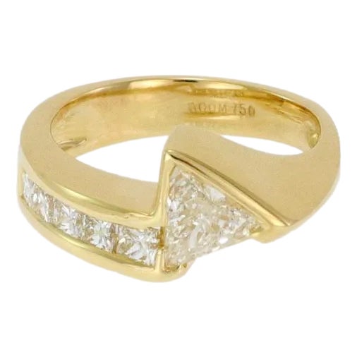 Estate 1.15ct Diamond 18k Yellow Gold Fancy Band Ring Size 6.5 For Sale