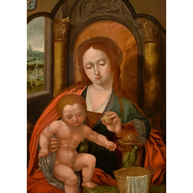 Follower of Maestro Del Pappagallo, Madonna, 1600, Oil on Board, Framed For Sale - Image 15 of 17