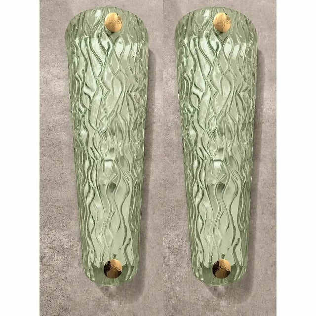 Glass Monumental Green Murano Glass Wall Sconces by Simoeng, Set of 4 For Sale - Image 7 of 8
