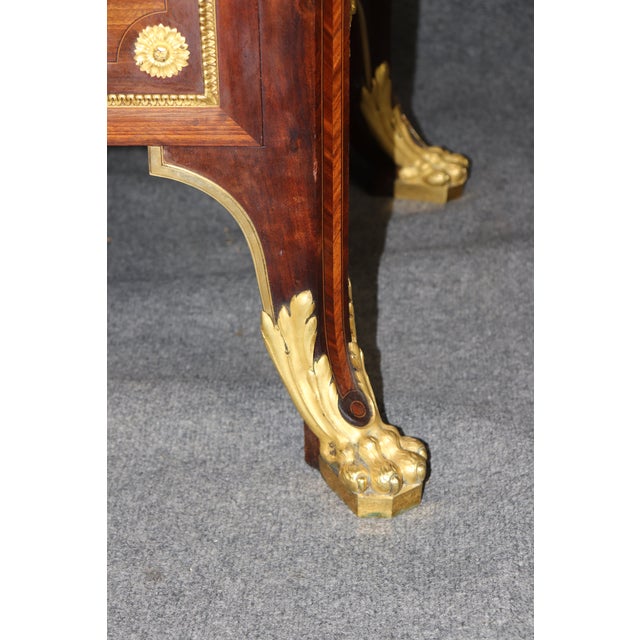 Brown Late 19th Century Signed Lexcellent Superb Quality Louis XV Inlaid Marble Top Commode For Sale - Image 8 of 9