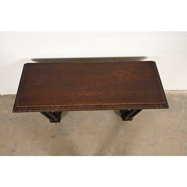 Brown R. J. Horner Renaissance Revival Carved Oak Console Table, Circa 1890s For Sale - Image 8 of 11