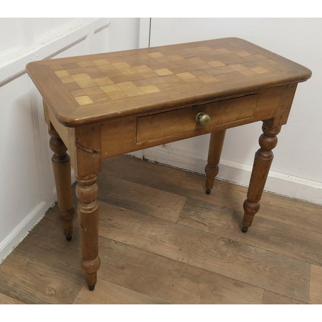 Victorian Pine Marquetry Writing or Side Table For Sale - Image 4 of 7