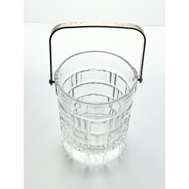 Contemporary 1980s Vintage Geometric Square Grid Plaid French Glass Ice Bucket For Sale - Image 3 of 7