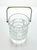 Contemporary 1980s Vintage Geometric Square Grid Plaid French Glass Ice Bucket For Sale - Image 3 of 7