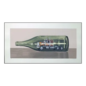1980s Dallas John "In Vitro" Hand Signed Serigraph Print Trucker Series Surrealism
