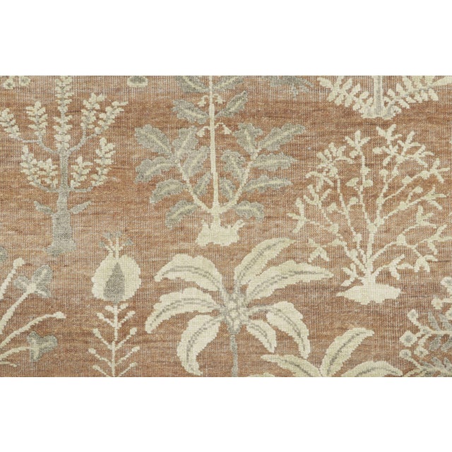 Contemporary Contemporary Block Print Floral Natural Silk Runner by Rug & Kilim, India For Sale - Image 3 of 8
