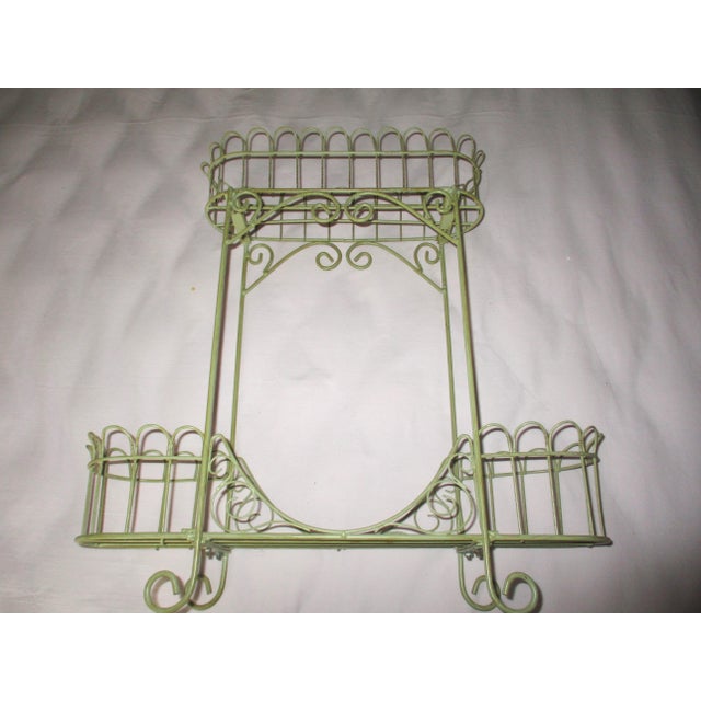 This is a Gorgeous! Vintage Ornate French Wire Two Tier Table Top Planter in a Cream with a hint of Green that has...