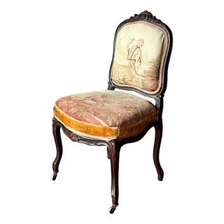 19th Century Louis XV Style Side Chair With Tapestry Upholstery For Sale