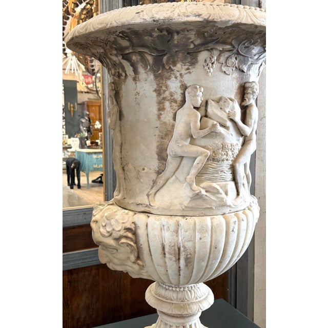 19th Century Antique Italian Marble Bacchanalian Urns Pair For Sale - Image 10 of 18