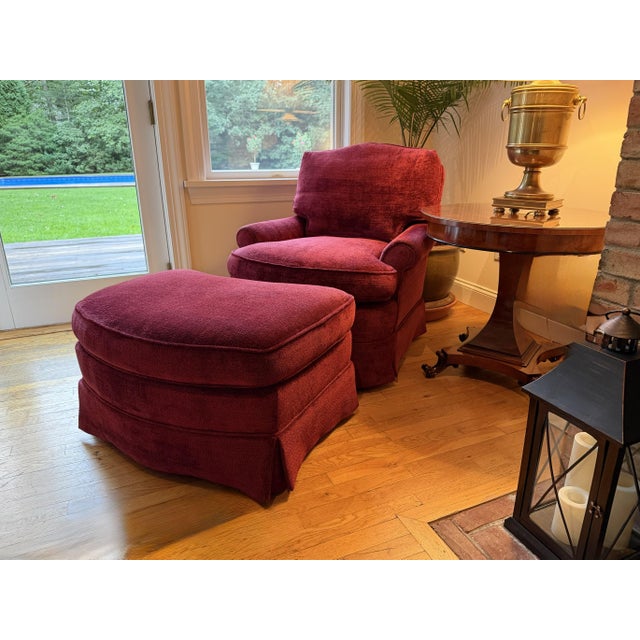Custom Lounge Chair & Ottoman Set in Burgundy by Dapha For Sale - Image 10 of 18
