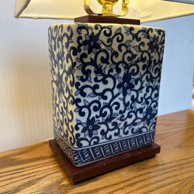 Chinoiserie Ralph Lauren Blue + White Table Lamps, Pair For Sale - Image 12 of 12