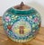 Antique 19th C Double Happiness ginger jar glazed in vibrant green, yellow, pink and red enamels. Original wood lid topped...