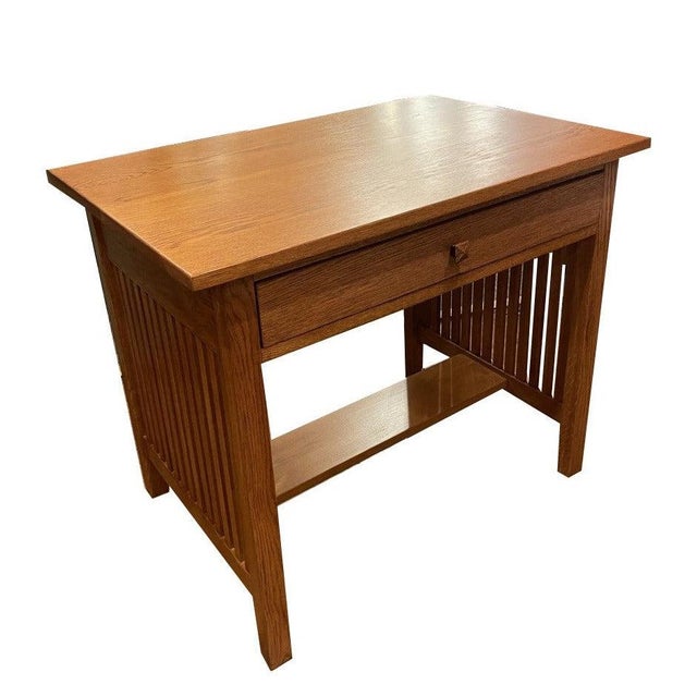 Brown Mission / Arts and Crafts Solid Oak Writing Desk - 36 Inch - Micheal Cherry For Sale - Image 8 of 13