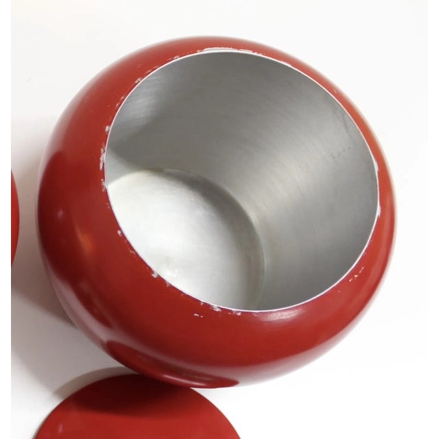 Mid 20th Century 1960s Spun Aluminum Red Apples Canister Set For Sale - Image 5 of 10