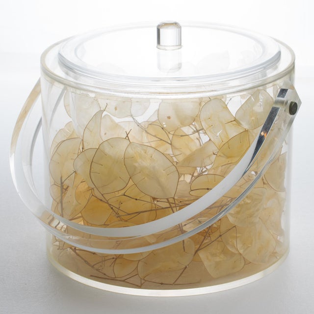 Plastic Christian Dior Interior Barware Lucite Ice Bucket With Dried Lunaria For Sale - Image 7 of 12