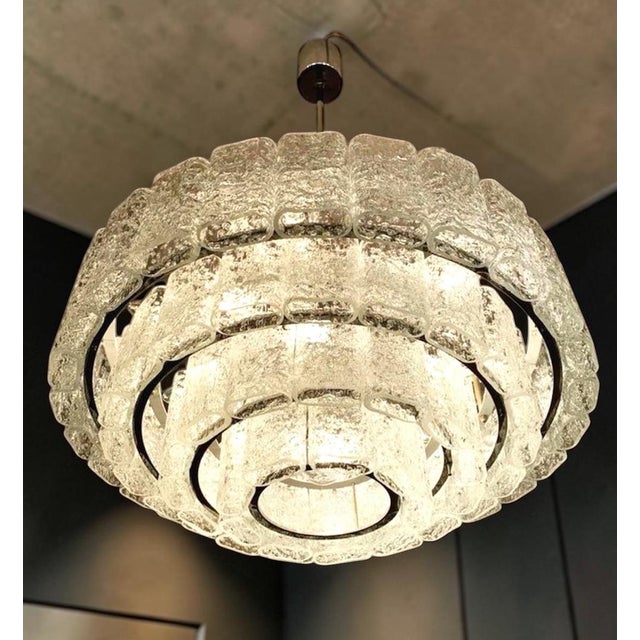 Iceglass Chandelier from Doria Leuchten, 1950s For Sale - Image 3 of 5