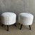 Mid-Century Modern Pair of Off-white Ottomans Made From Vintage Turkish Rugs With Wood Legs For Sale - Image 3 of 8