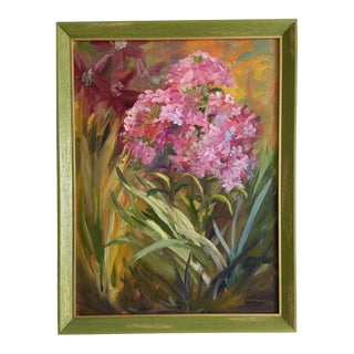 Original Pink Phlox Flower Floral Oil Painting by Marina Movshina For Sale