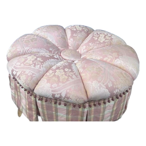 Large Oval Tufted Ottoman Custom Made For Sale