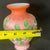 Pink Antique Victorian Pink Satin Art Glass Vase Coralene Floral Bee Butterfly 6” For Sale - Image 8 of 10