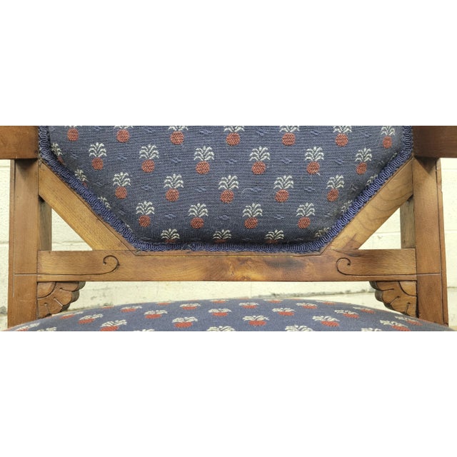 Antique Victorian Eastlake Style Carved Pineapple Upholstered Parlor Chairs For Sale - Image 4 of 11