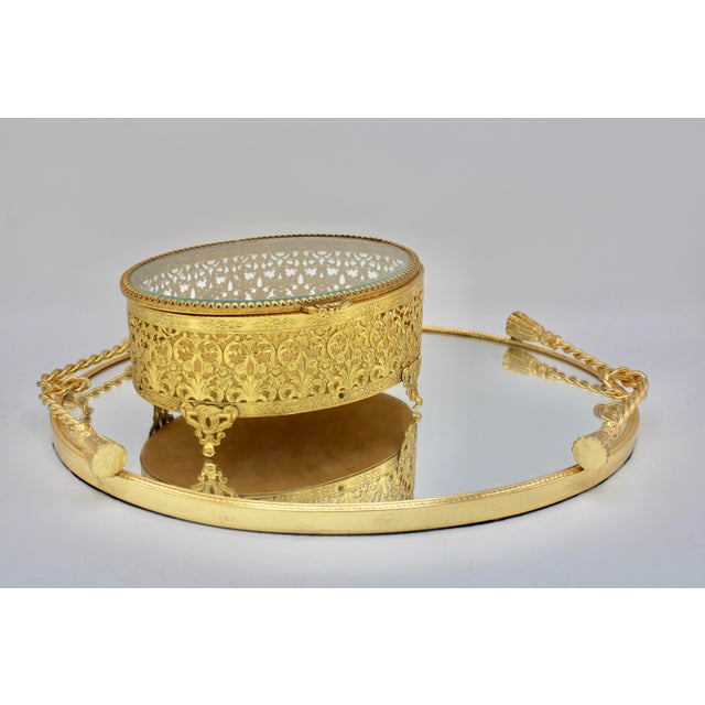 Vintage French Mirrored Tray With Rope Handles For Sale In Tulsa - Image 6 of 8