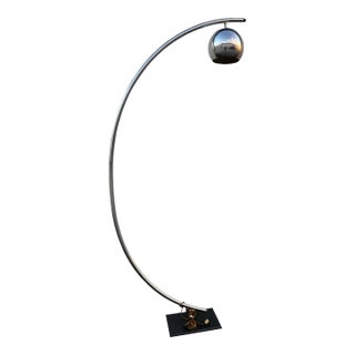 Vintage Mid‑Century Modern Chrome Space Age Arc Chrome with Globe Shade Floor Lamp For Sale