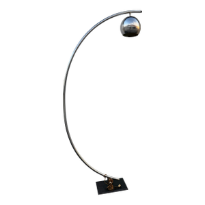 Vintage Mid‑Century Modern Chrome Space Age Arc Chrome with Globe Shade Floor Lamp