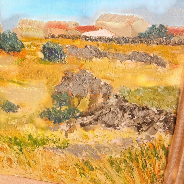 1970s Orignal Florence Arven Oil on Canvas Painting - Petit Village De Castille Framed-Gallery Light-1980-Phillips Gallery For Sale - Image 5 of 12