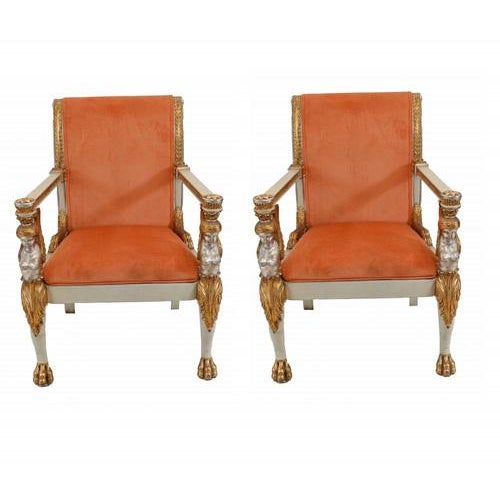 Set of Italian Neo Classical Armchairs with Maiden Arms For Sale - Image 9 of 9