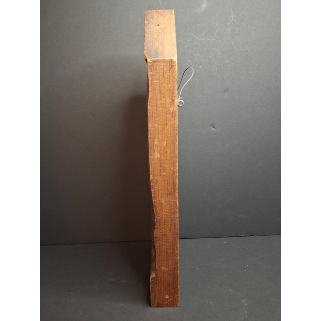 Vintage Hand Carved Wood Judaica Relief Plaque Rabbi Shofar Signed Gerber 1955 For Sale - Image 10 of 11