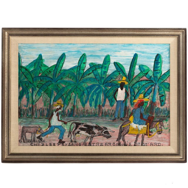 Original Signed Haitian Artist Gervais Emmanuel Ducasse "Ches Les Paysans Entre Arcanhsie Et St' Ard". Artist; Gervais...