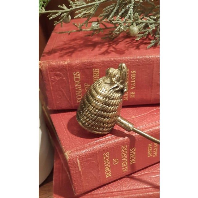 1970s Vintage Brass Bee on Hive Candle Snuffer For Sale - Image 5 of 10