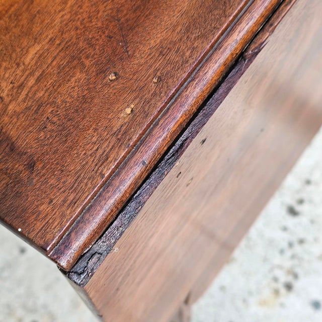 Brown Antique Rustic Early American Drop-Leaf Table For Sale - Image 8 of 12