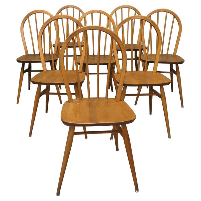 Vintage Windsor Dining Chairs from Ercol, 1960s, Set of 8 For Sale - Image 9 of 9