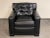 Transitional Vintage Oversized Transitional Black Leather Tufted Back Club Chair For Sale - Image 3 of 7